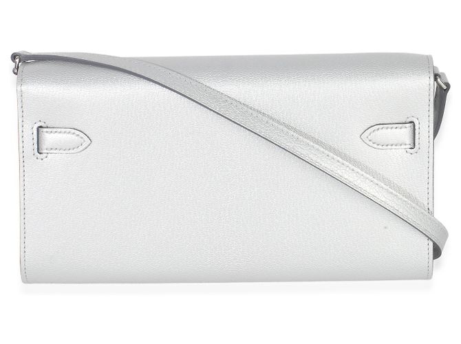 Portafoglio Hermès Kelly Wallet To Go in capra Chamkilight metallico argento PHW - vista 2