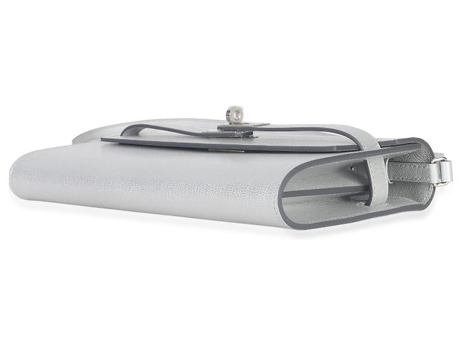 Portafoglio Hermès Kelly Wallet To Go in capra Chamkilight metallico argento PHW - vista 6