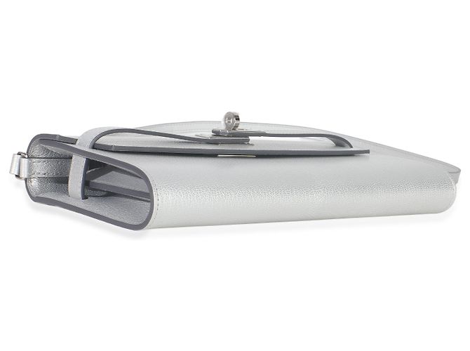 Portafoglio Hermès Kelly Wallet To Go in capra Chamkilight metallico argento PHW - vista 7