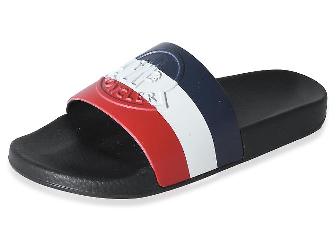 Moncler Tricolor Rubber Basile Logo Slides - view 3