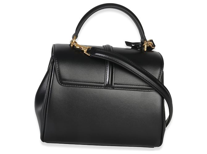 Céline Celine Mini 16 Top Handle Bag in pelle di vitello satinata nera Nero - vista 2