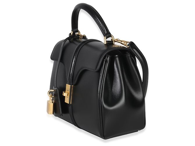 Céline Celine Mini 16 Top Handle Bag in pelle di vitello satinata nera Nero - vista 3