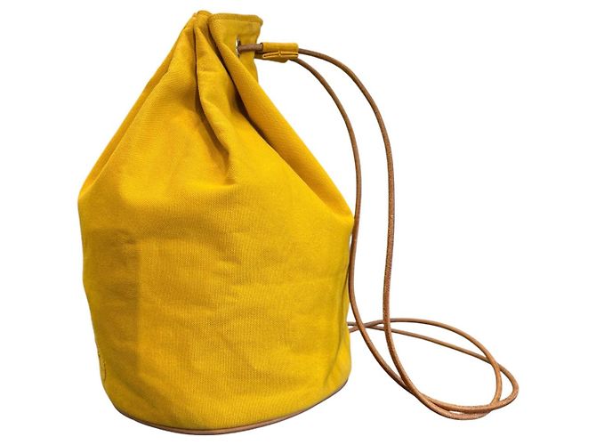 Hermès Polochon Mimile Gelbe Canvas-Rucksack - Ansicht 2