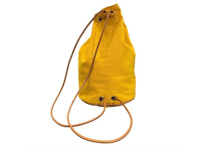 Hermès Polochon Mimile Gelbe Canvas-Rucksack - Ansicht 3