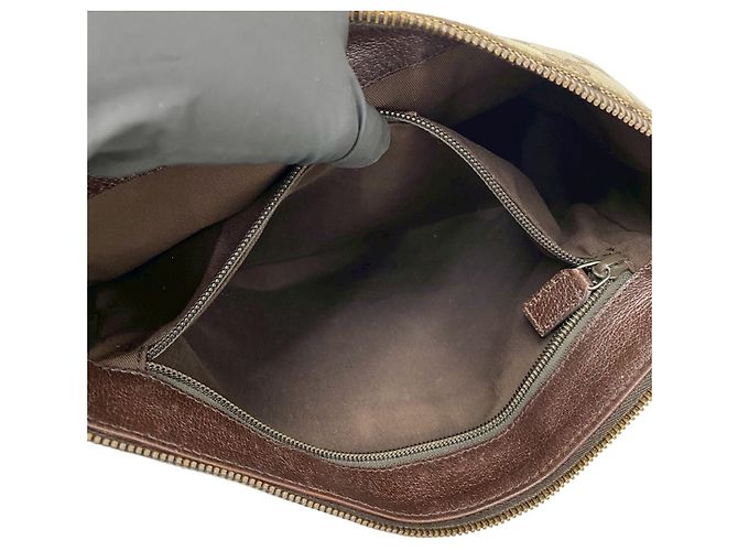 Borsa a Spalla in Tela GG e Pelle Gucci Marrone - vista 10