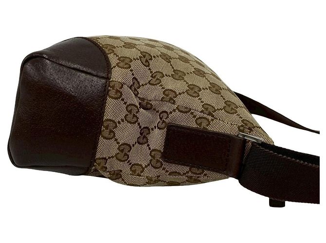 Borsa a Spalla in Tela GG e Pelle Gucci Marrone - vista 6