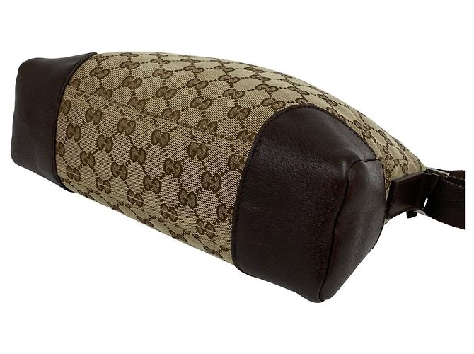 Borsa a Spalla in Tela GG e Pelle Gucci Marrone - vista 8