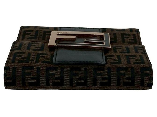 Fendi Zucchino Trifold Geldbörse Braun Schwarz - Ansicht 3