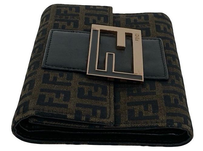 Fendi Zucchino Trifold Geldbörse Braun Schwarz - Ansicht 4