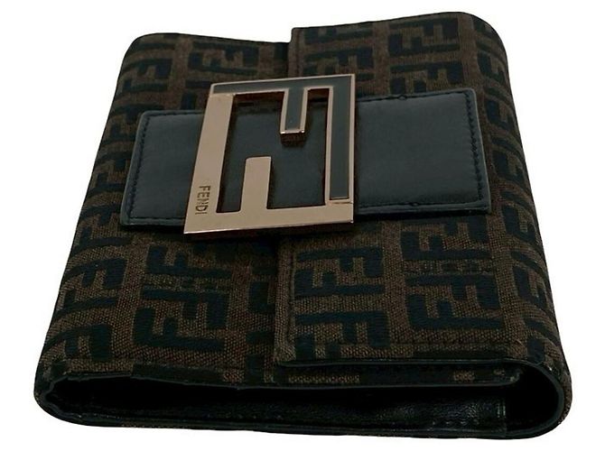 Fendi Zucchino Trifold Geldbörse Braun Schwarz - Ansicht 5