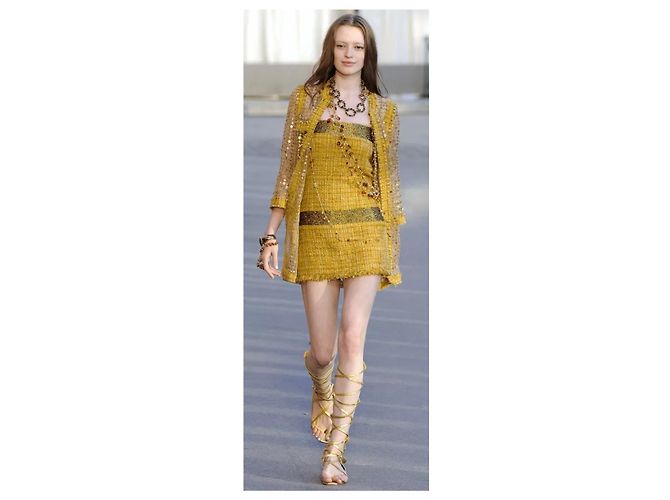 Chanel 11C Runway Lange Halskette Bernstein und Gold Beige Golden Orange - Ansicht 2