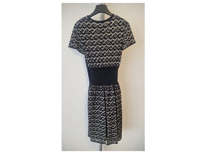 Alaïa Kurzes Spitzenkleid Schwarz Beige - Ansicht 2