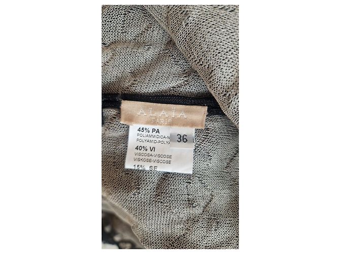 Alaïa Kurzes Spitzenkleid Schwarz Beige - Ansicht 3