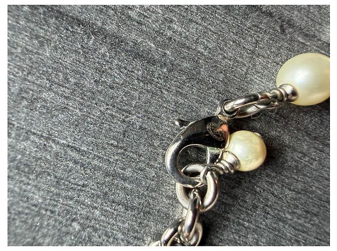 Collana Chanel Perle e Camelia in Cristalli Argento Bianco - vista 4