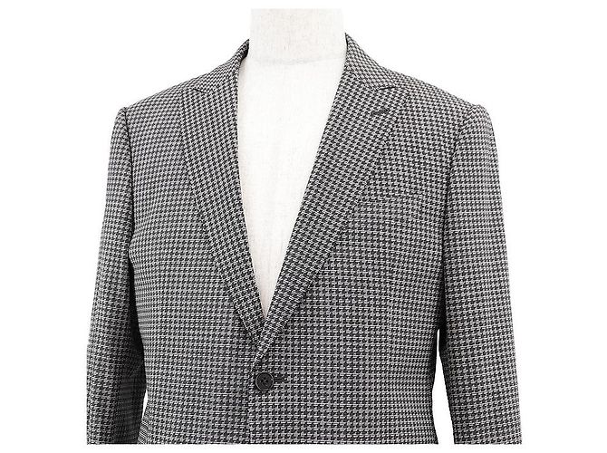 Armani Collezioni Wool Blend Houndstooth Jacket Brown - view 2