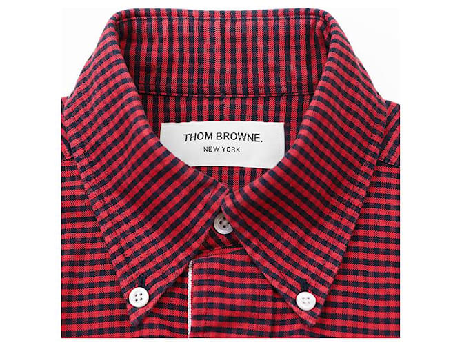 Camicia in cotone Thom Browne Rosso Blu navy - vista 2