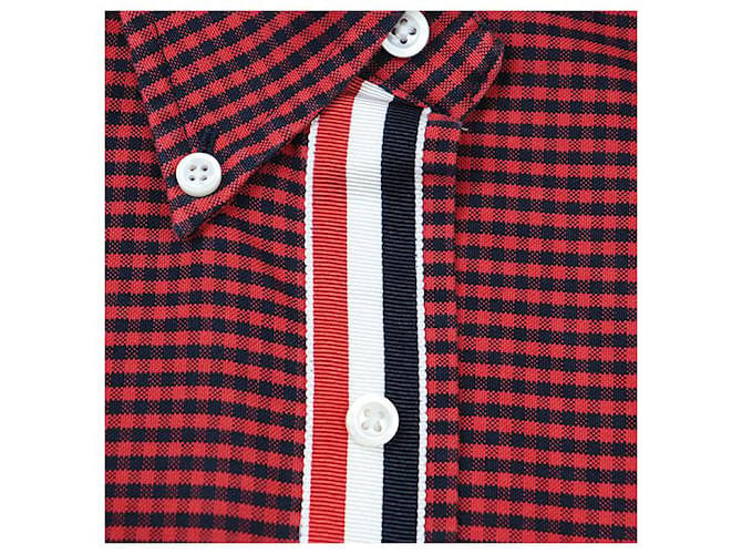 Camicia in cotone Thom Browne Rosso Blu navy - vista 3
