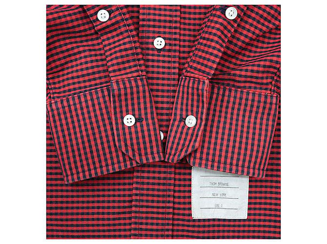 Camicia in cotone Thom Browne Rosso Blu navy - vista 4