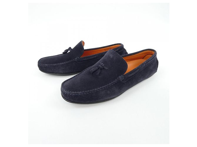 Hermès Hermes Lederschuhe Blau Marineblau - Ansicht 3