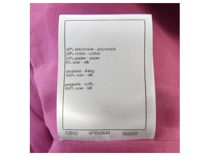 Chaqueta sin cuello Chanel Rosa Blanco - vista 3