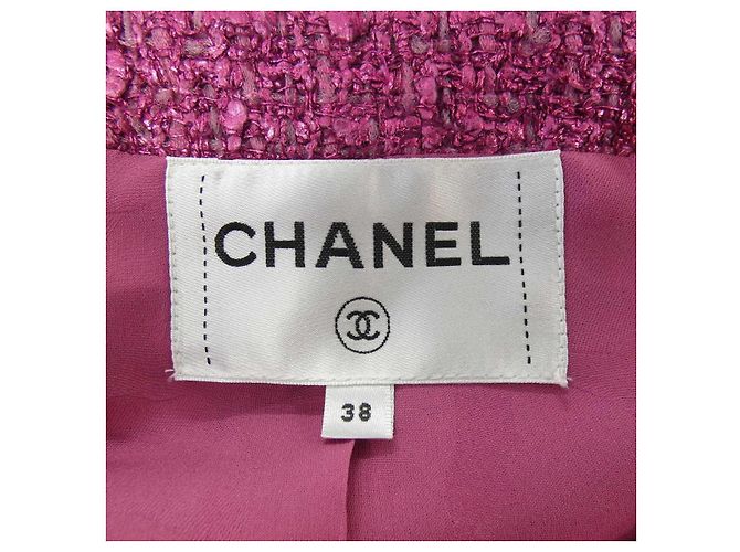 Chaqueta sin cuello Chanel Rosa Blanco - vista 5