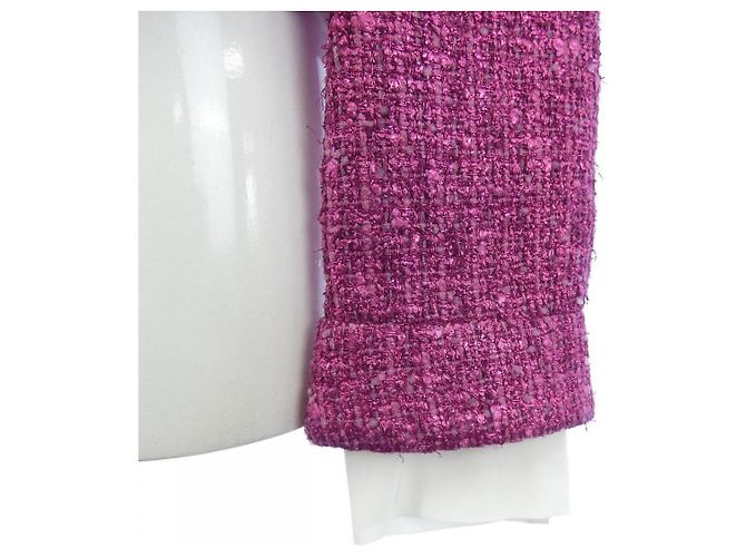 Chaqueta sin cuello Chanel Rosa Blanco - vista 7