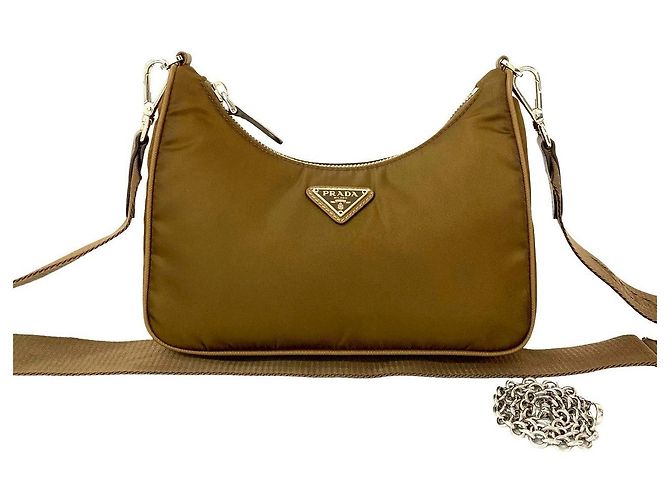 Borsa a Spalla 2 in 1 in Pelle Saffiano Nylon Prada Marrone - vista 2
