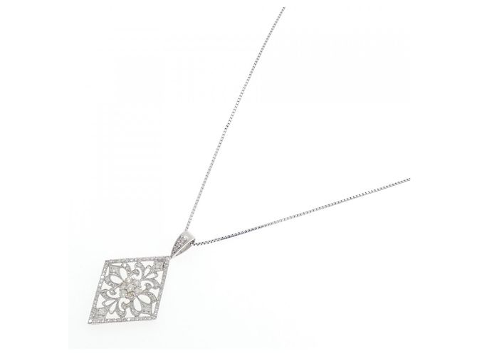 Autre Marque Platin-Halskette mit Diamanten PT900 PT850 Silber - Ansicht 2