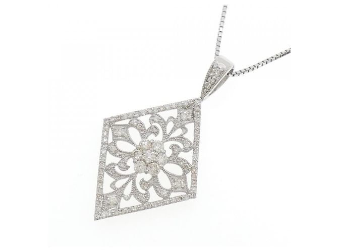 Autre Marque Platin-Halskette mit Diamanten PT900 PT850 Silber - Ansicht 3