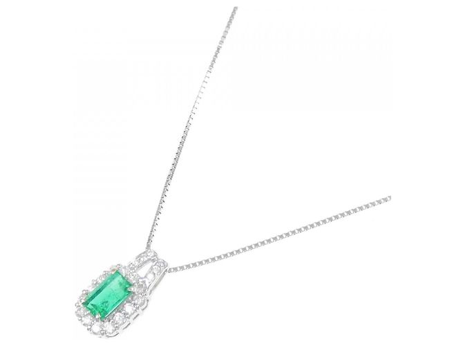 Autre Marque Collana in oro bianco 750 con smeraldi e diamanti Argento - Ansicht 2