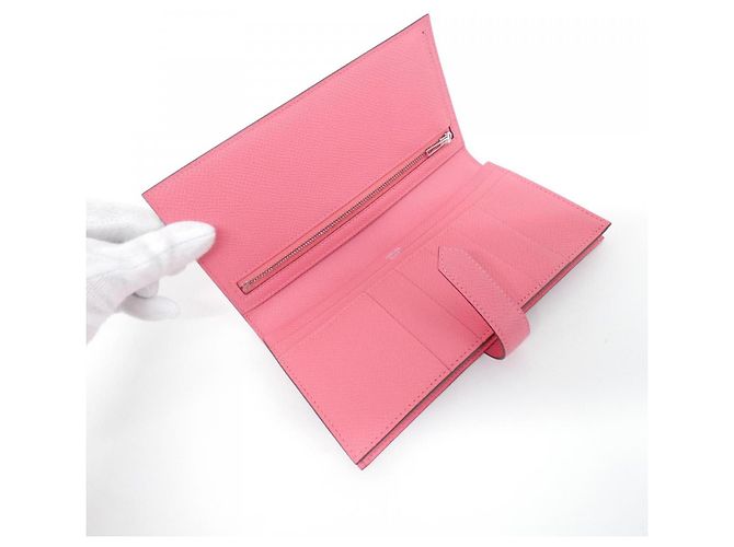 Béarn Hermès Cartera larga Bearn Souffle Epsom Hermes Rosa - vista 4