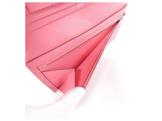 Béarn Hermès Cartera larga Bearn Souffle Epsom Hermes Rosa - vista 5