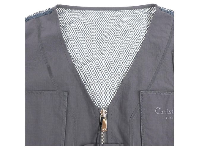 Dior Meilleur Gilet Zippé Multi Poches en Nylon Gris - vue 2