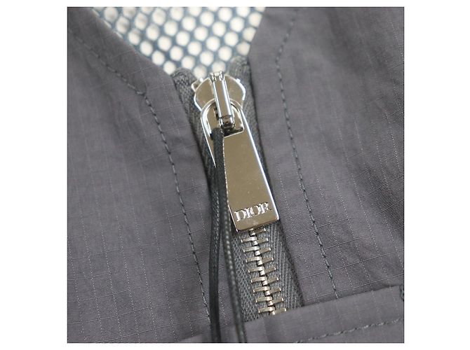 Dior Meilleur Gilet Zippé Multi Poches en Nylon Gris - vue 6
