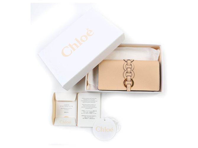Chloé Chloe Darryl Leder Langbörse Beige - Ansicht 2