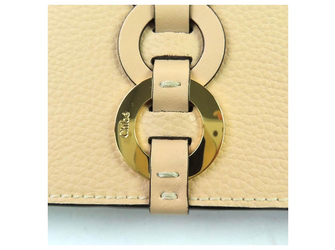 Chloé Chloe Darryl Leder Langbörse Beige - Ansicht 8