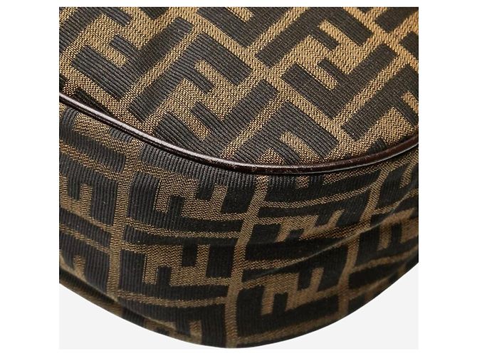 Fendi Borsa a spalla in tela FF Zucca marrone - vista 7