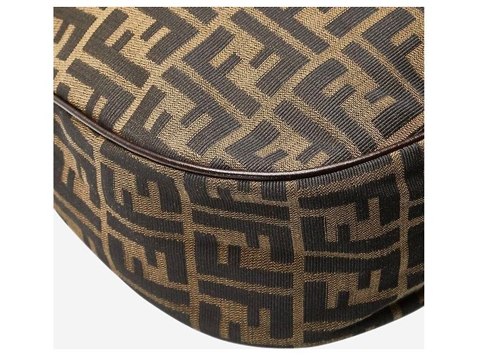 Fendi Borsa a spalla in tela FF Zucca marrone - vista 8
