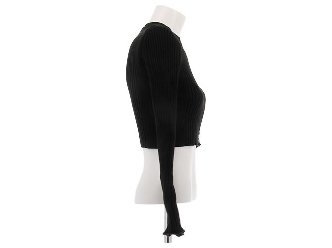 Paco Rabanne Cardigan mit Reißverschluss Schwarz Baumwolle XS - Ansicht 3
