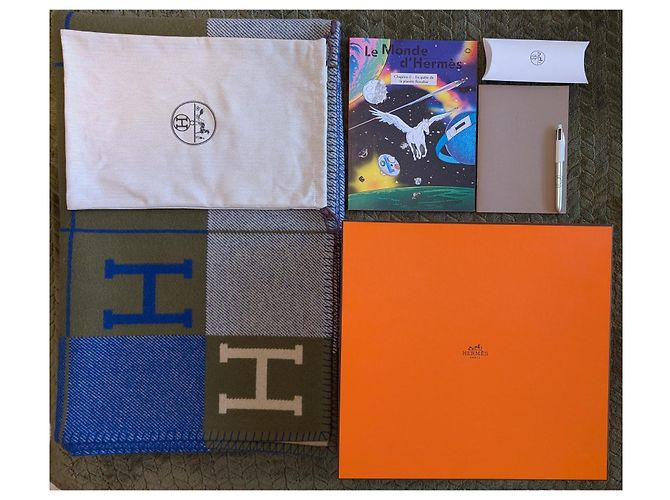 Couverture Hermès Avalon III - Bleu/Gris/Olive - vista 6