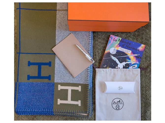 Couverture Hermès Avalon III - Bleu/Gris/Olive - vista 7