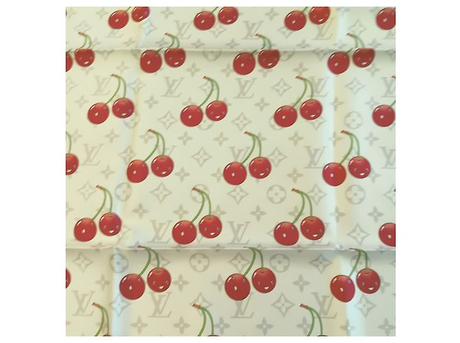 Louis Vuitton x Takashi Murakami Monogram Cherry Seidentuch Quadrat Aus weiß - Ansicht 3
