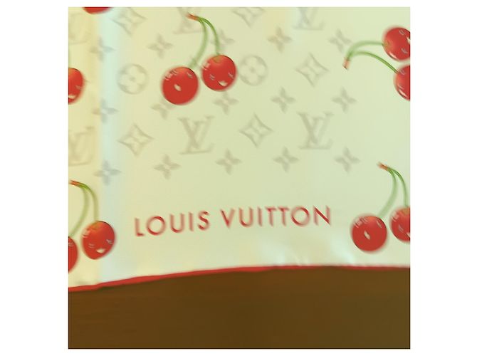 Louis Vuitton x Takashi Murakami Monogram Cherry Seidentuch Quadrat Aus weiß - Ansicht 4