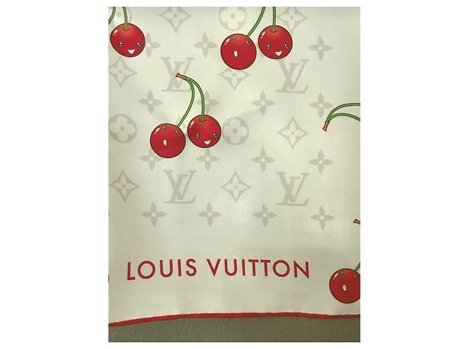 Louis Vuitton x Takashi Murakami Monogram Cherry Seidentuch Quadrat Aus weiß - Ansicht 5
