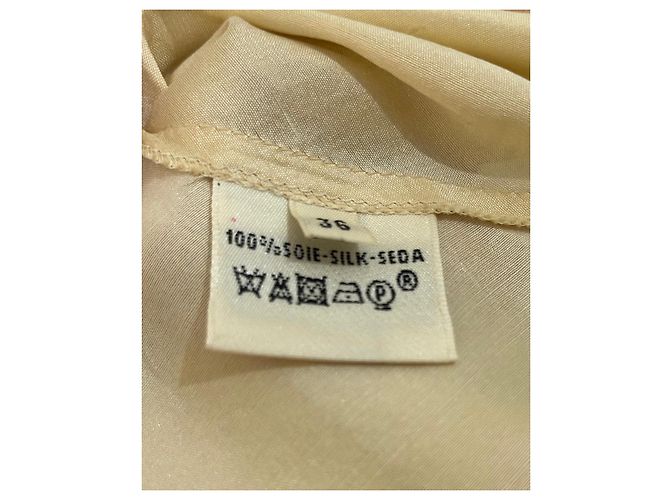 Hermès Camisón de seda Beige Crudo Crema Blanco roto - vista 5