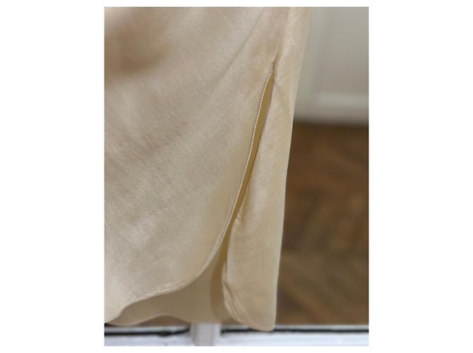 Hermès Camisón de seda Beige Crudo Crema Blanco roto - vista 9
