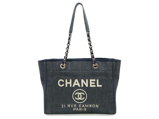 Borsa Tote MM Deauville di Chanel Blu navy - vista 2