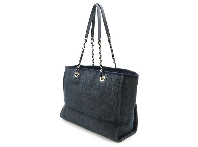Borsa Tote MM Deauville di Chanel Blu navy - vista 3