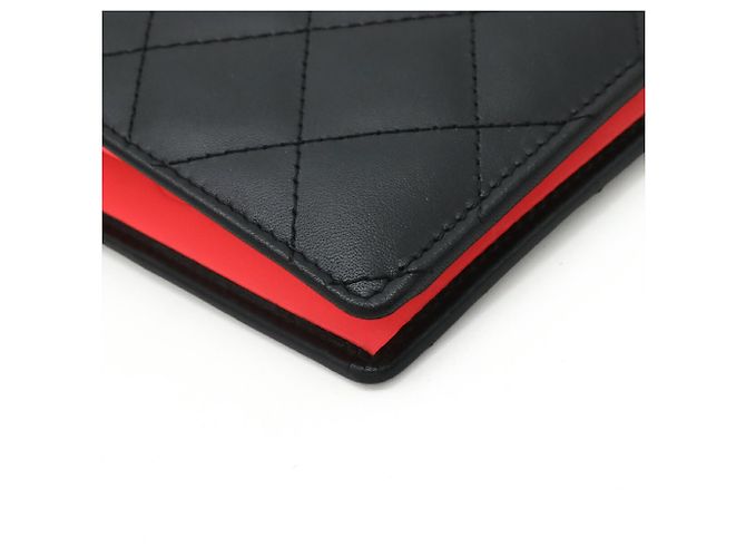 CHANEL Cartera Larga Bi-fold de Cuero Cambon con Marca Coco Negro Rosa Blanco - vista 4