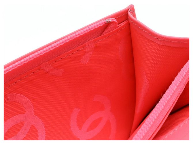 CHANEL Cartera Larga Bi-fold de Cuero Cambon con Marca Coco Negro Rosa Blanco - vista 7